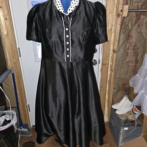 SHEIN Black Dress with Polka Dot Collar